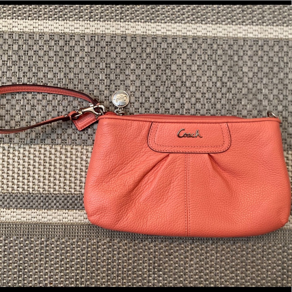 COACH pebbled leather wristlet